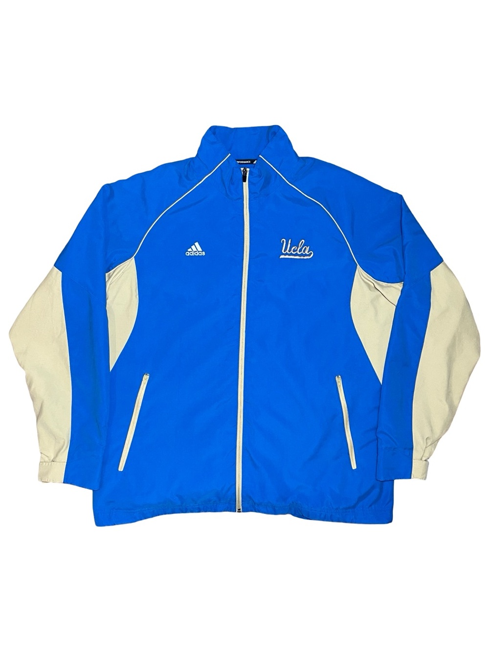 Vintage Y2K Adidas UCLA Bruins College University Windbreaker Jacket Blue Gold